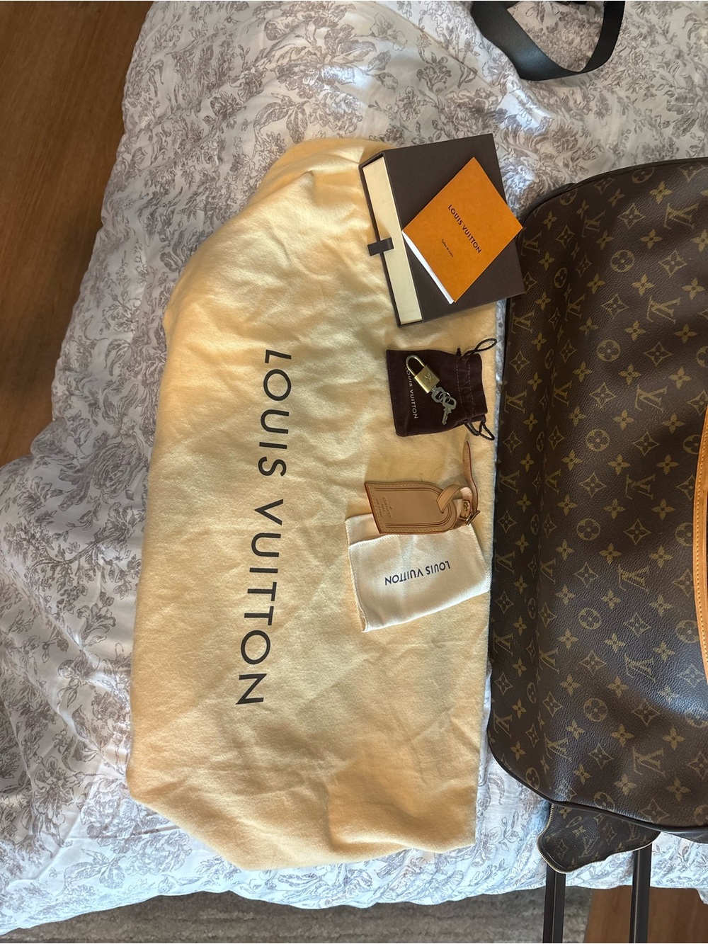 Louis Vuitton Monogram Canvas Travel Tote with Tan Leather Trim